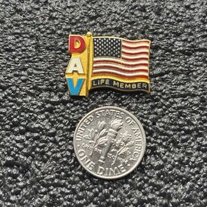 DAV Disabled American Veterans Life Member Lapel Pin American Flag Enamel Gold